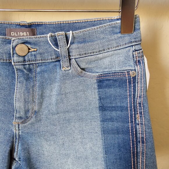 DL1961 Lucy Cutoff Two Tone Shadow Panel Denim Shorts - Picture 5 of 14